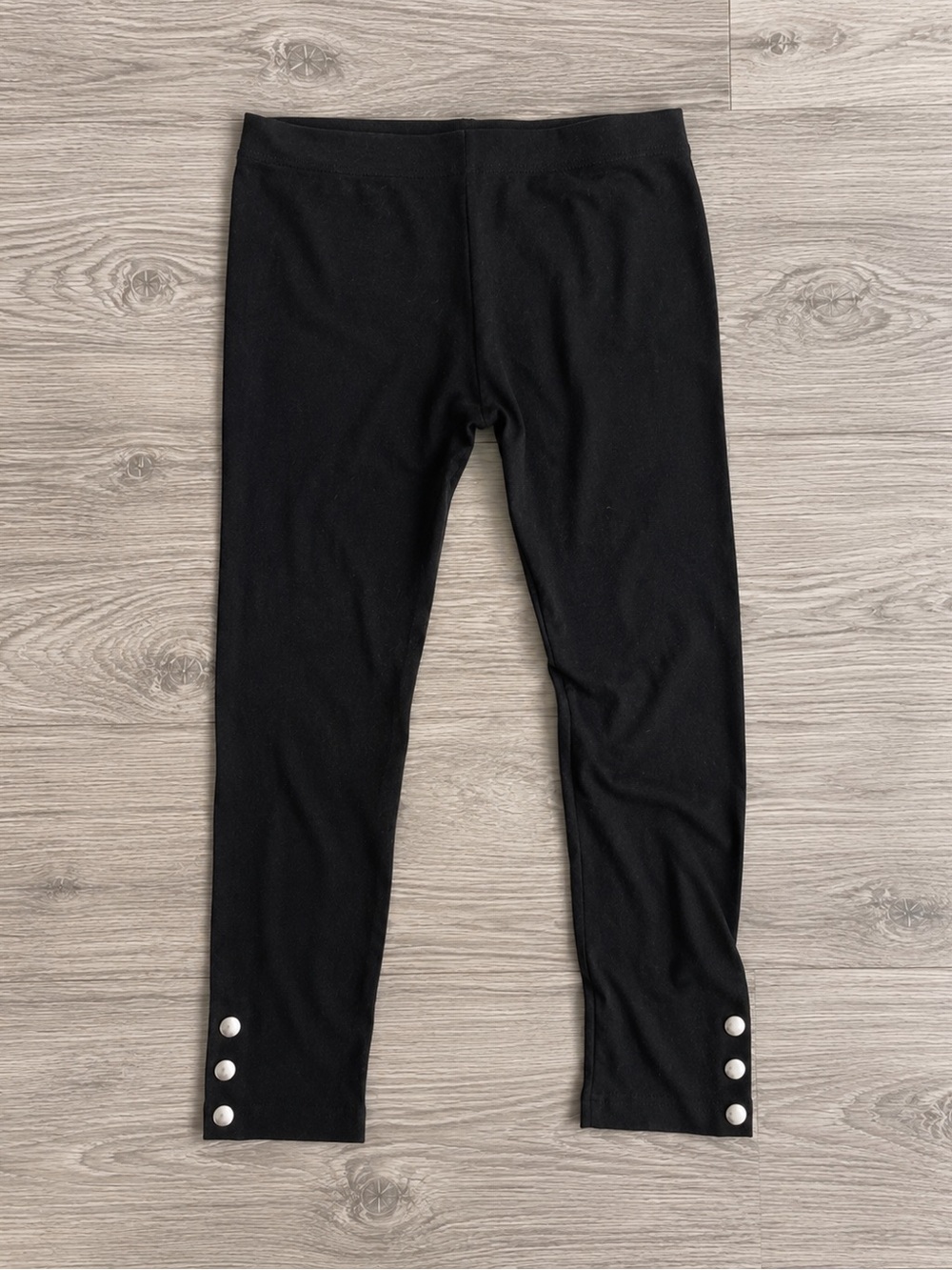 Black Leggings with Snap Button Hem